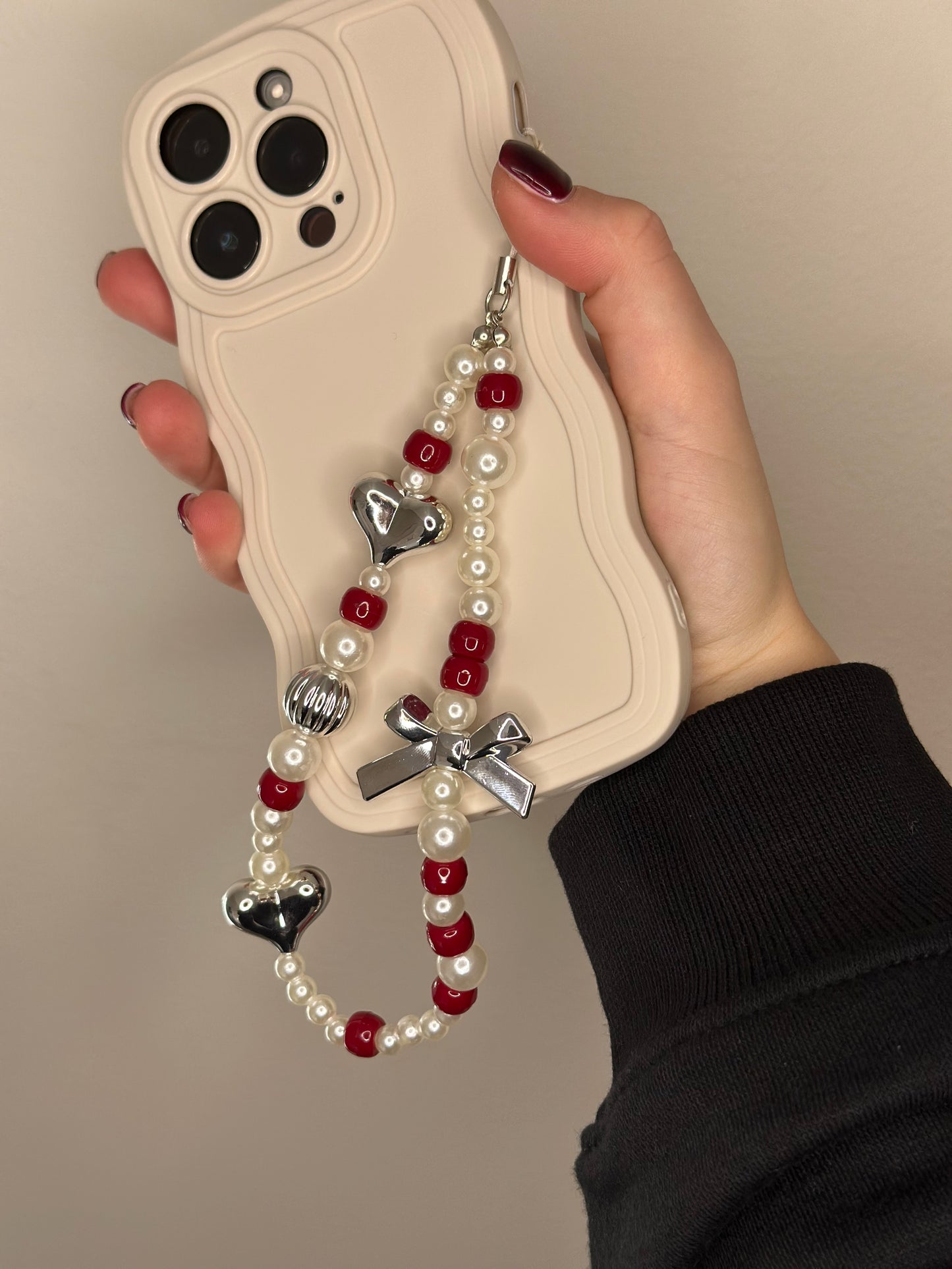 Silver Bow Phone Charm