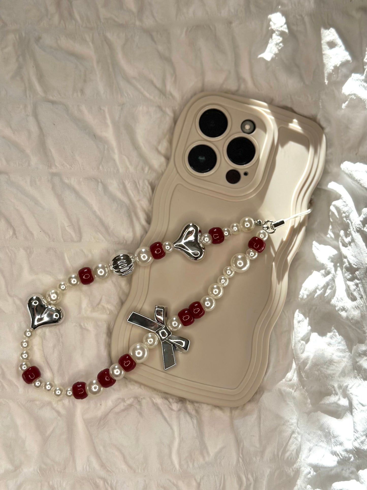 Silver Bow Phone Charm