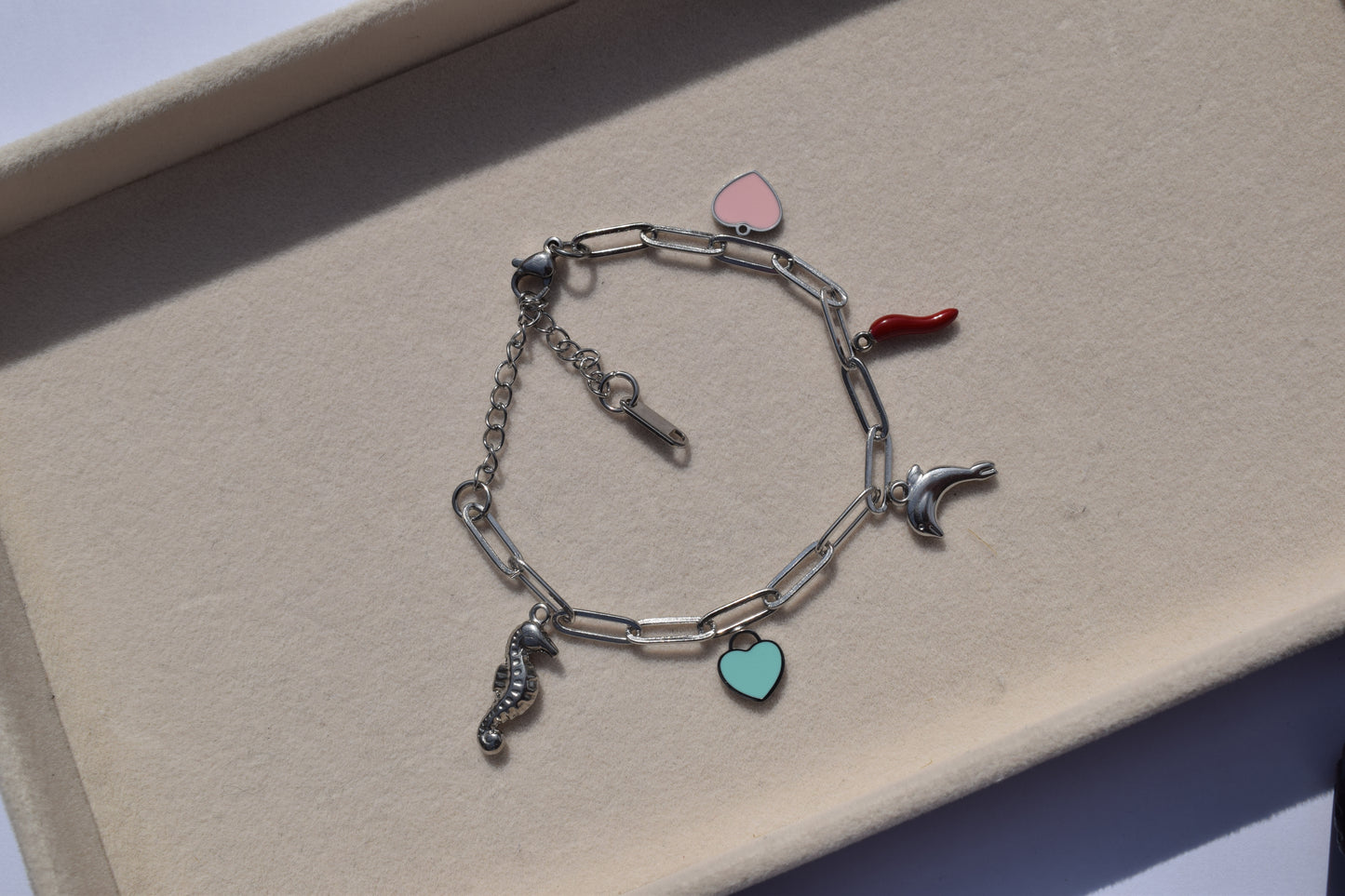 Small green and silver heart