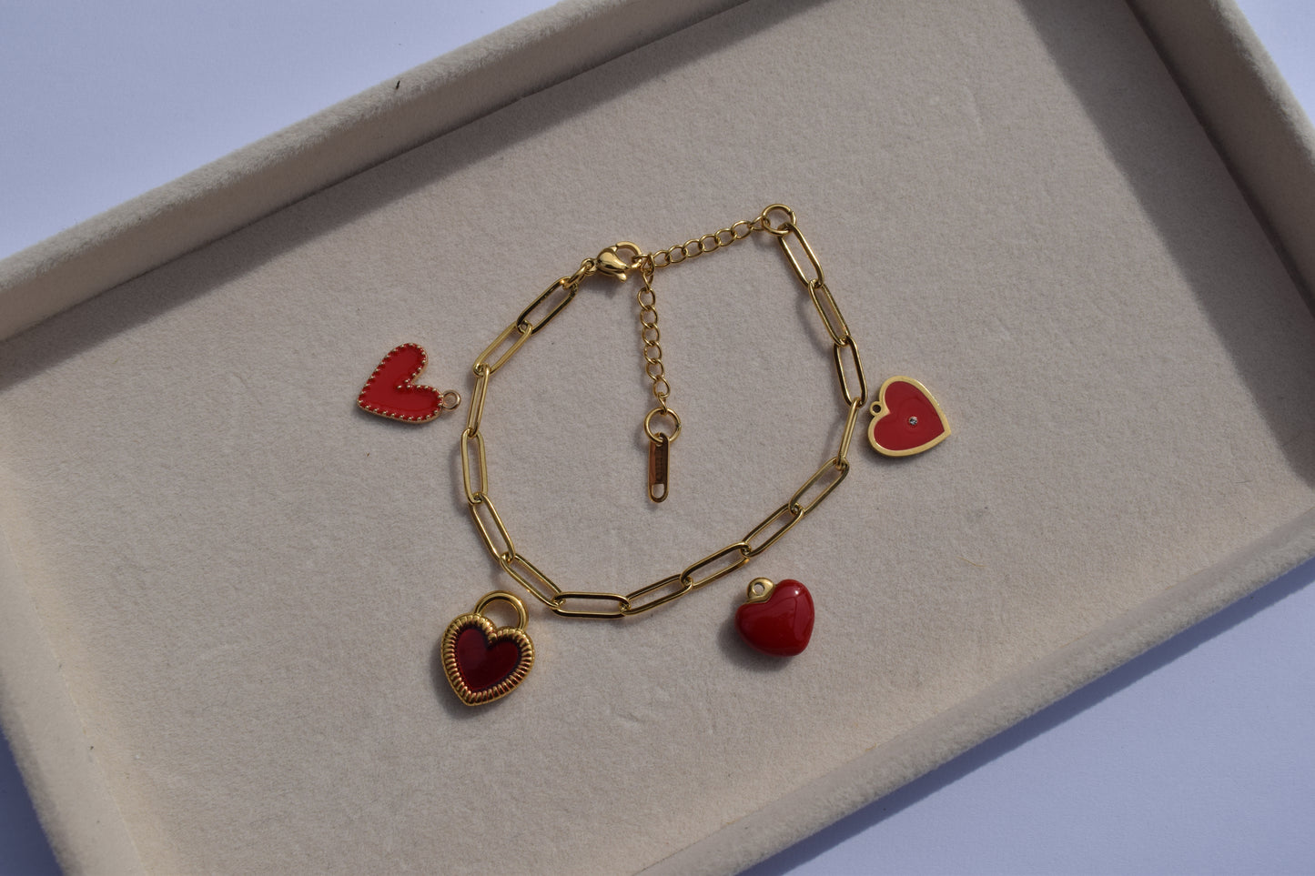Red Heart Gold Bracelet