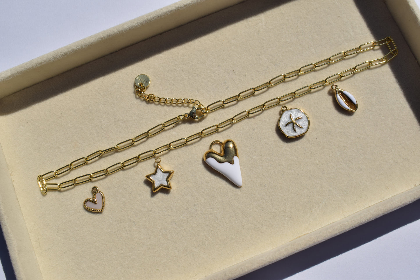 Gold Large Dripping White Heart