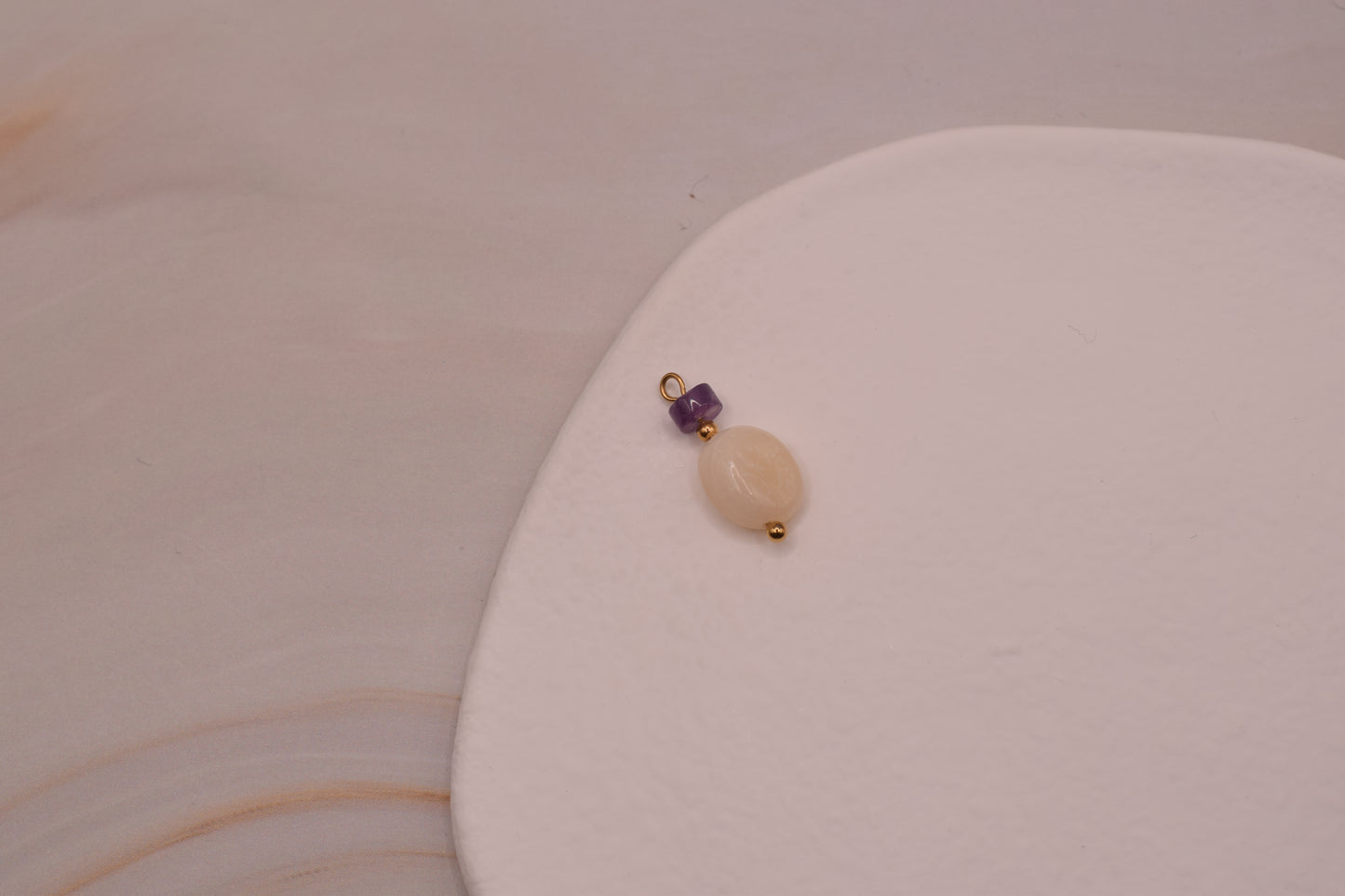 White & Purple Pearl Drop Gold