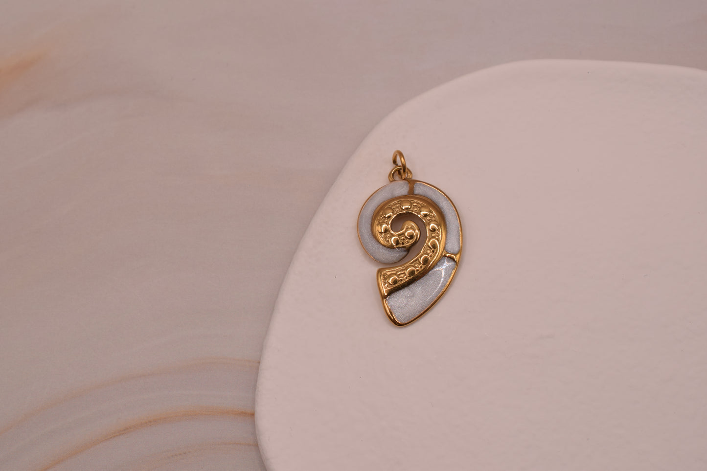 Gold & White Spiral Shell