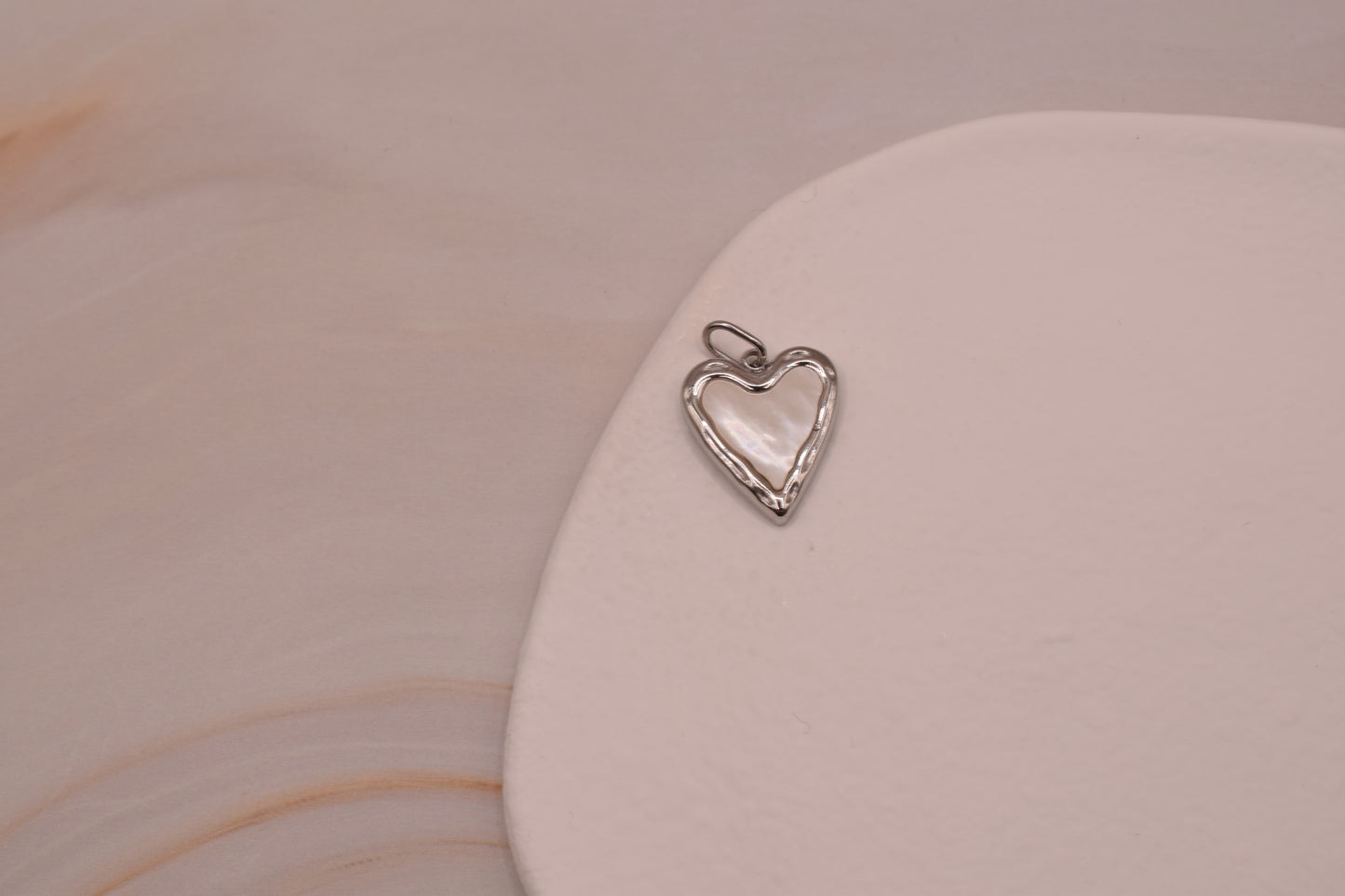 Silver & White Heart Medium