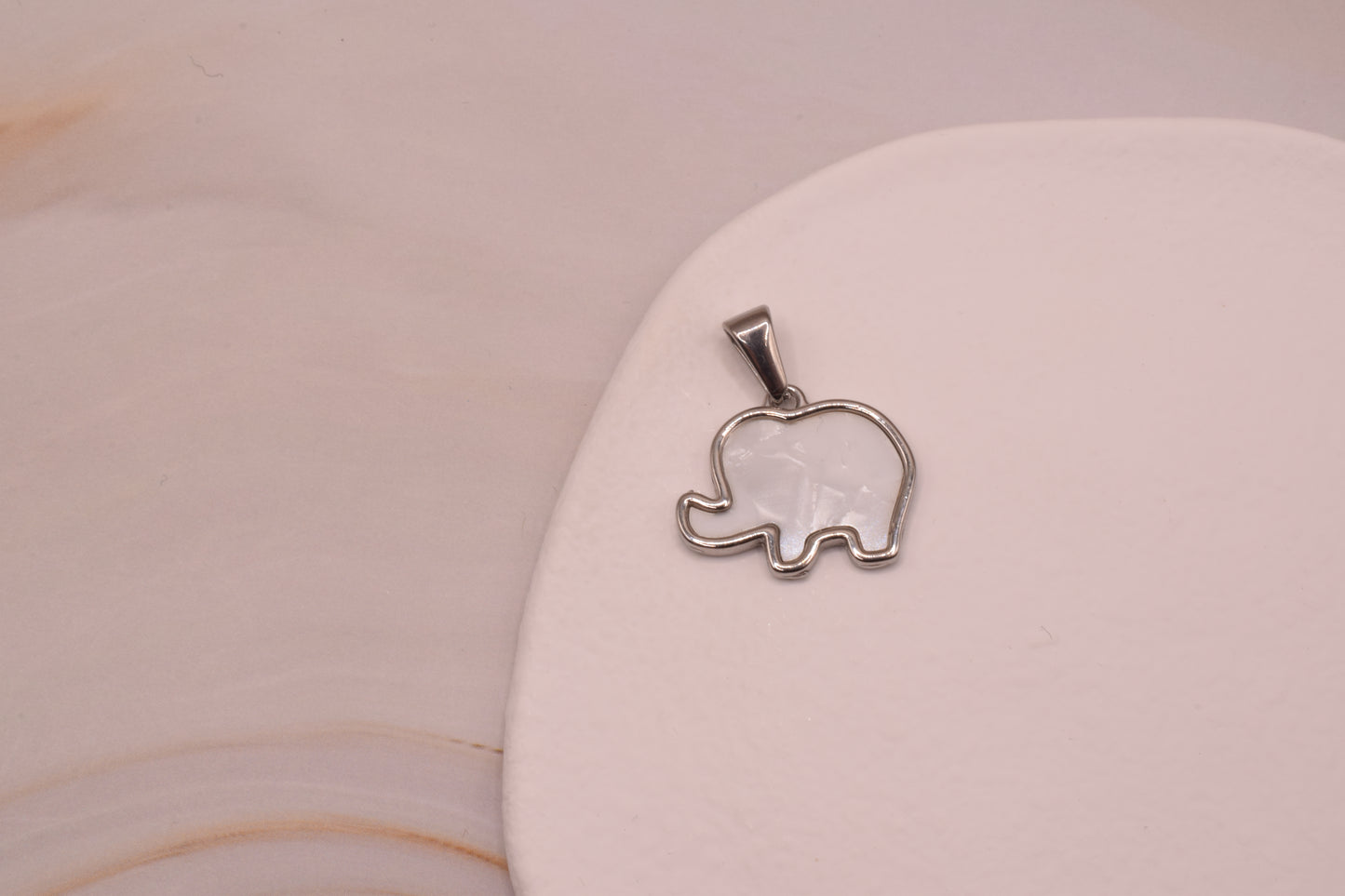 Silver & White Large Elephant