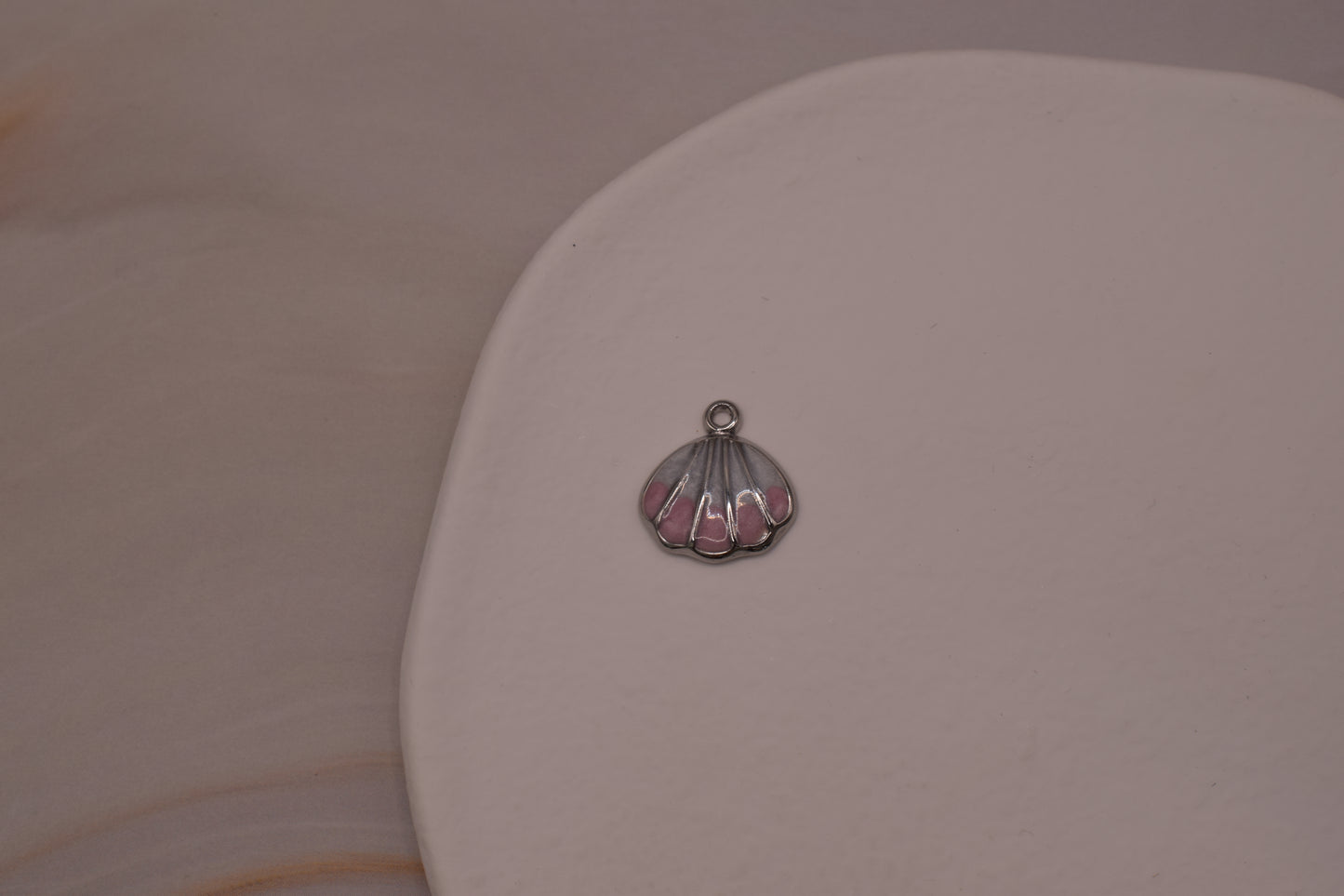 Silver Pink Shell Charm
