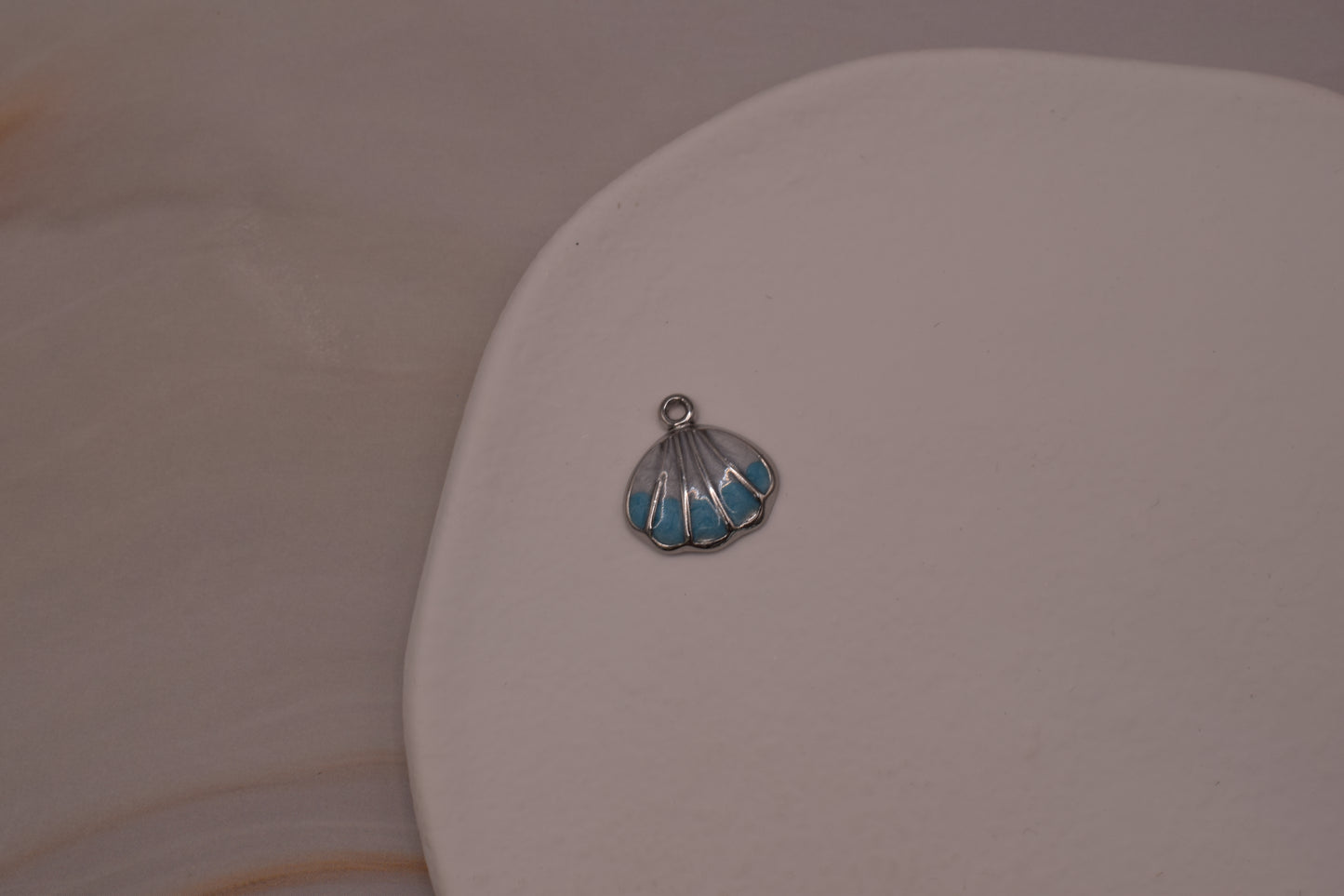 Silver Blue Shell Charm
