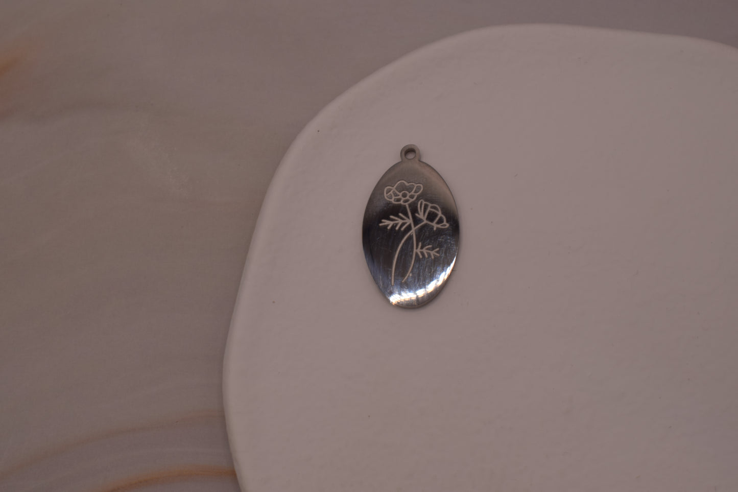Silver Floral Engraved Charm