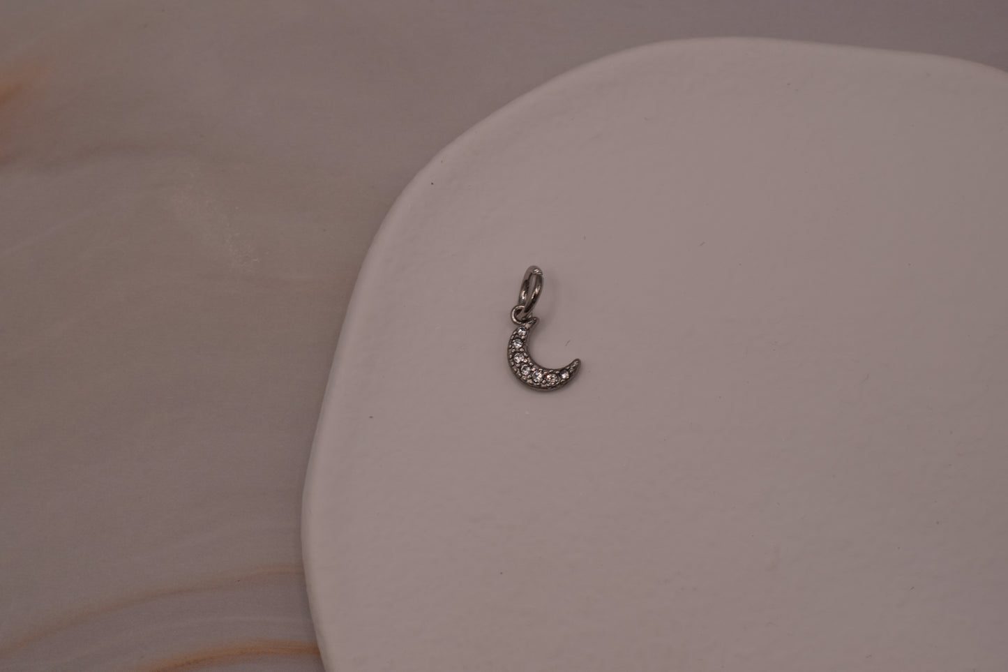 Silver Sparkle Moon Charm