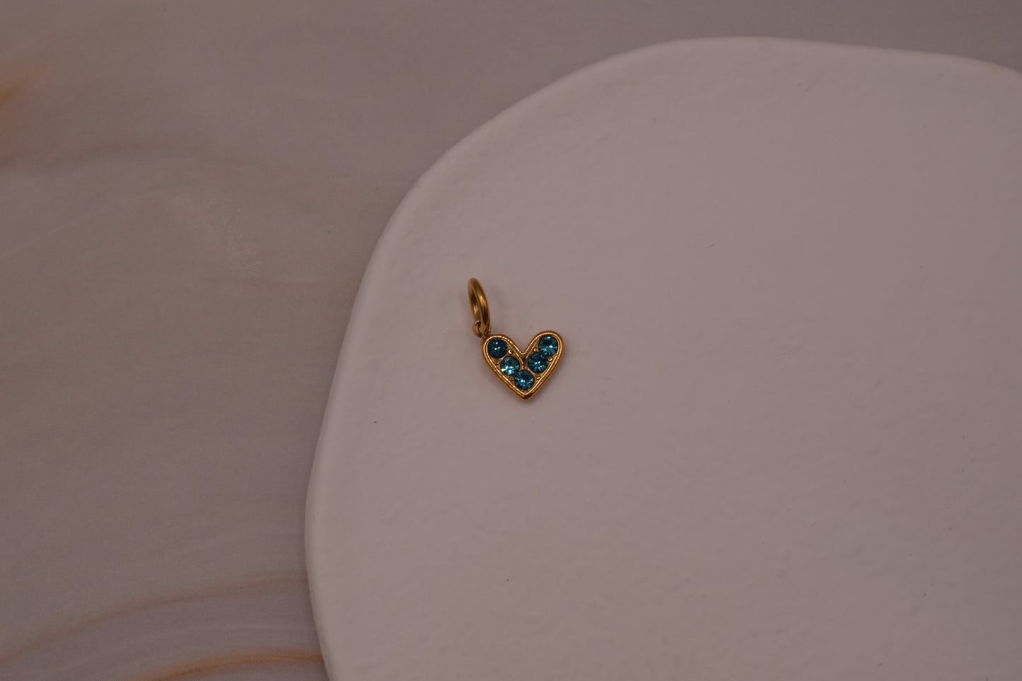 Gold Blue Heart Charm