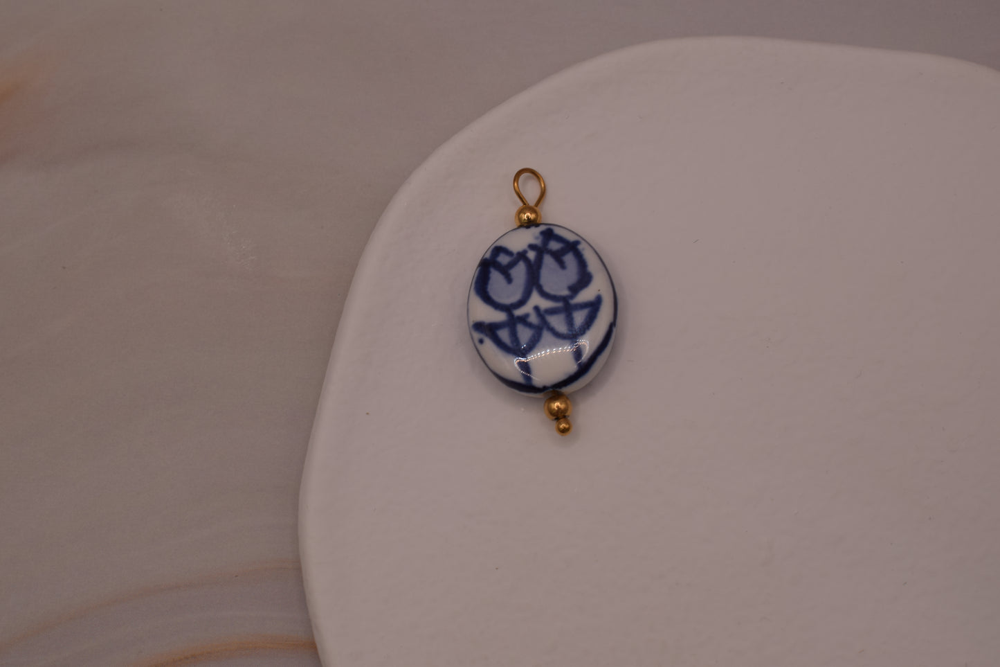 Gold Blue Ceramic Charm