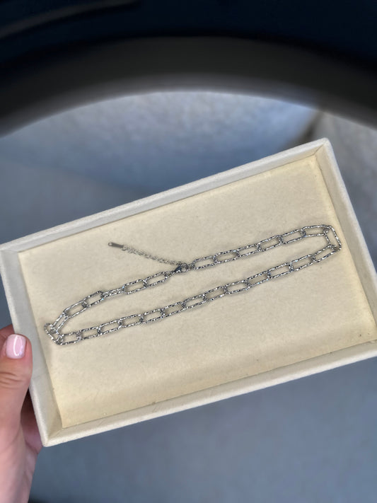 Silver Necklace Chain Embossed Design