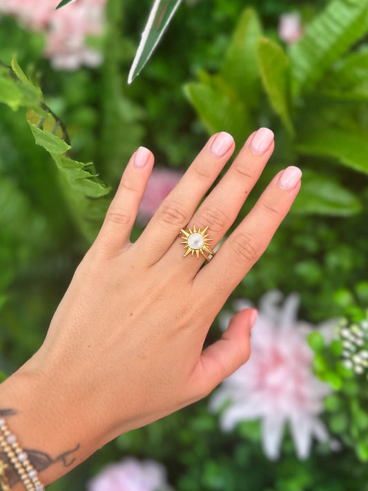 Large Sun Ring Gold