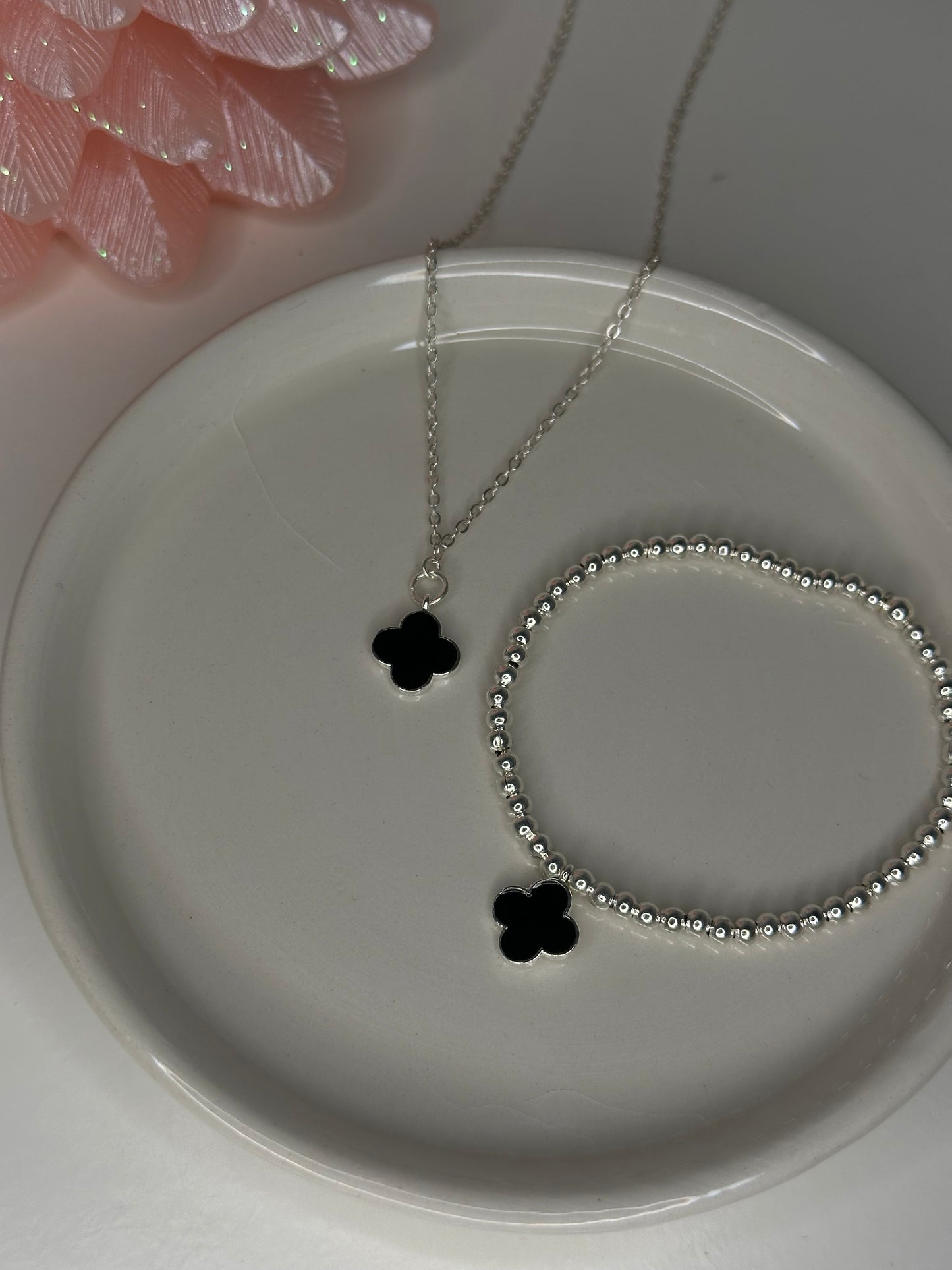 Black Clover Necklace Silver