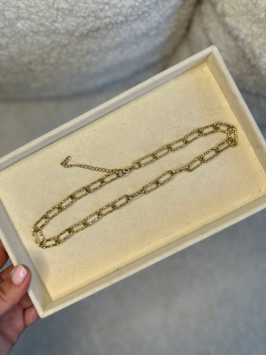 Gold Necklace Chain Embossed Design