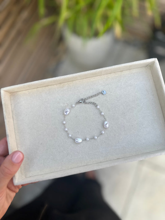 Silver Pearl Bracelet