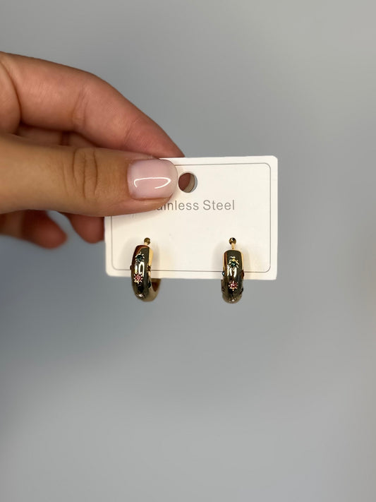Multicolour Diamond Gold Hoops