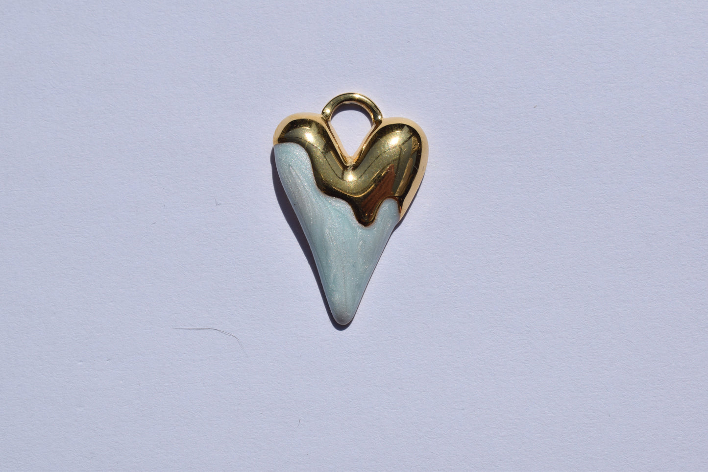 Gold Large Dripping Blue Heart