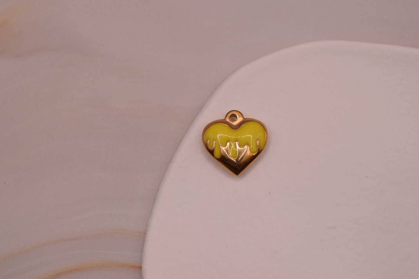 Gold Yellow Enamel Heart