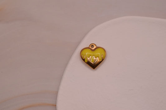 Gold Yellow Enamel Heart