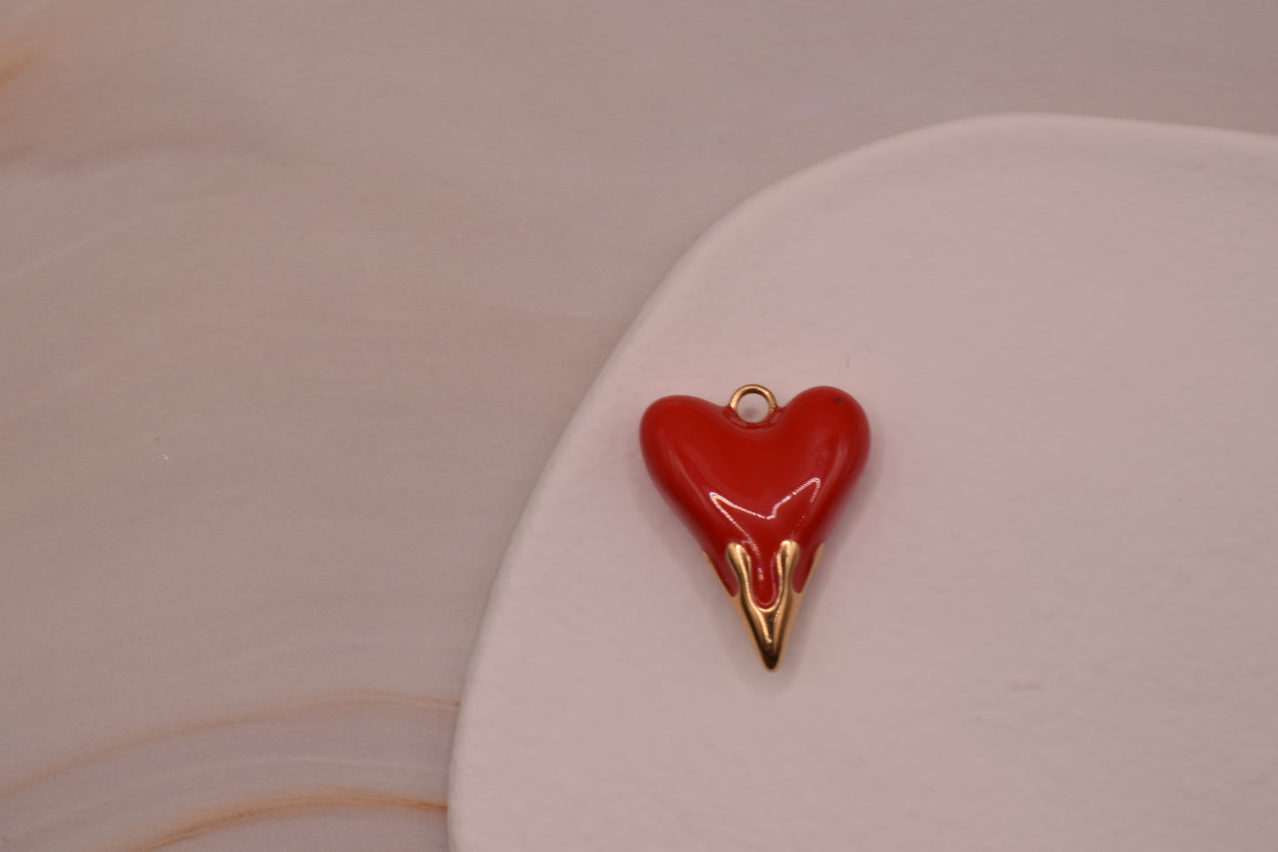 Gold Large Dripping Red Heart