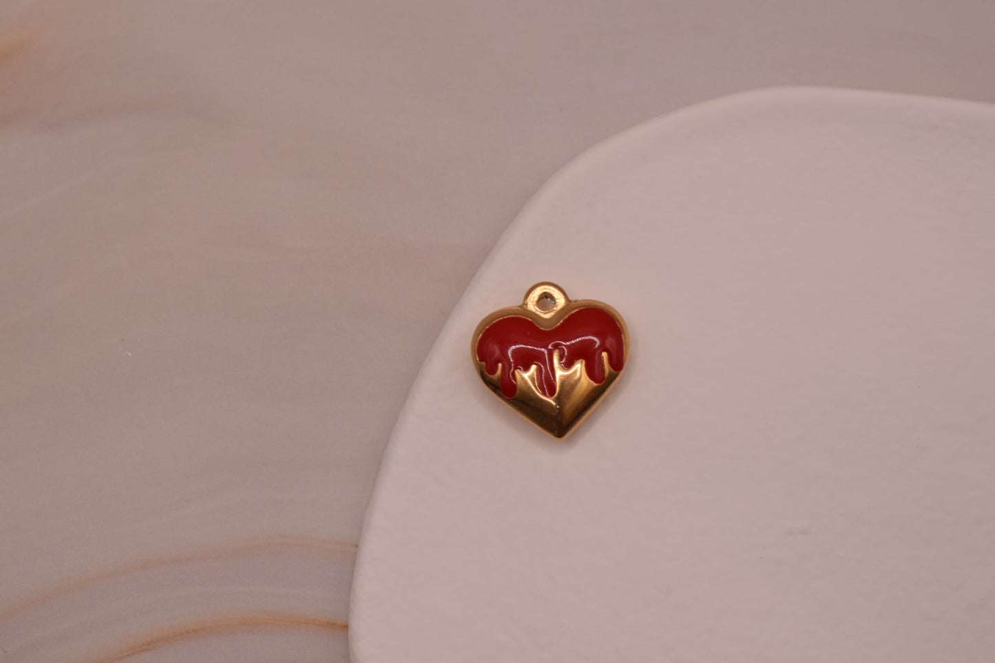 Gold Red Enamel Heart