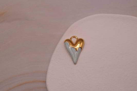 Gold Large Dripping Blue Heart