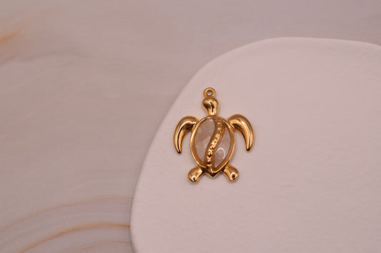 Large Gold & White Turtle