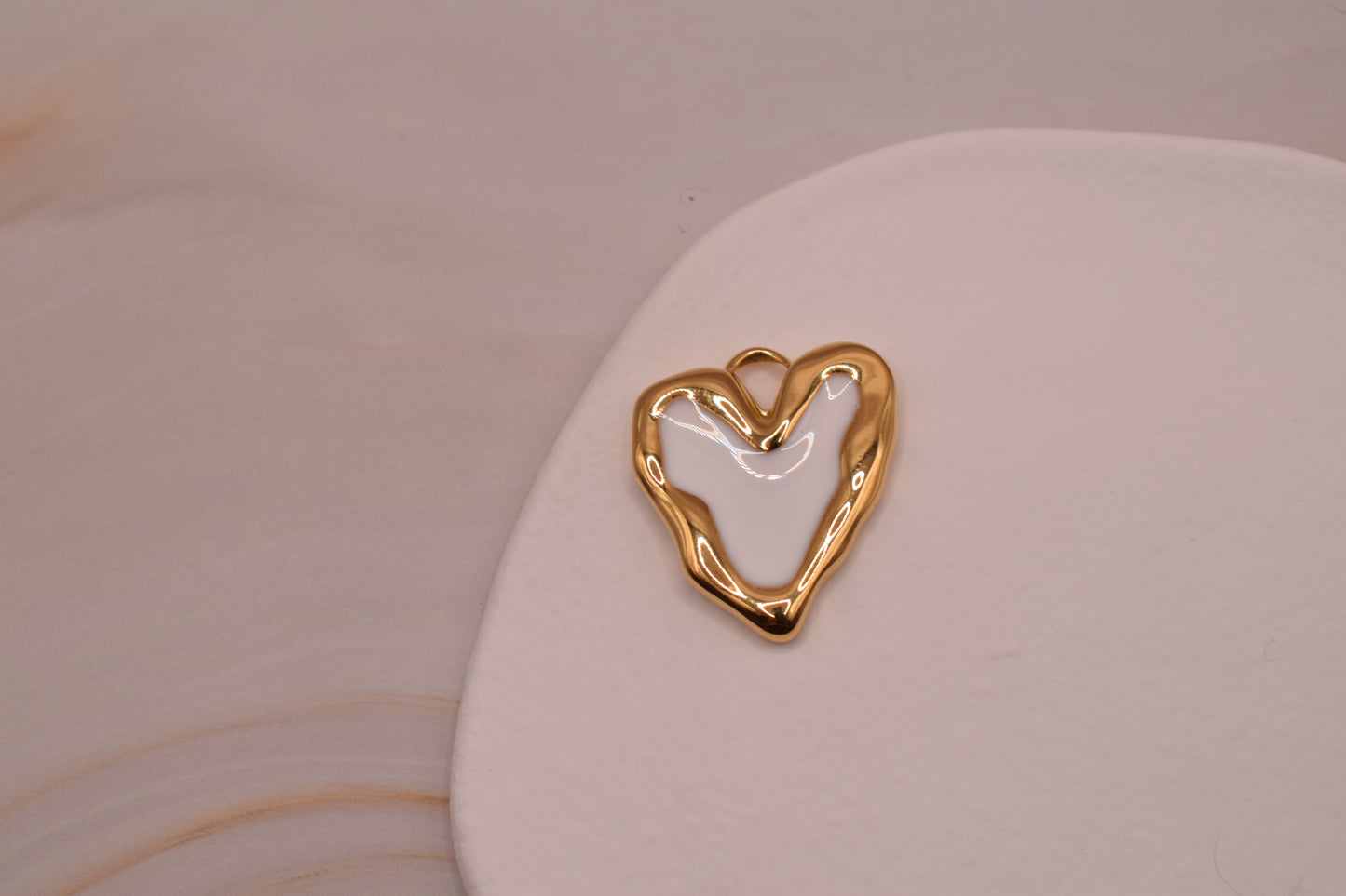 Gold & White Heart Large