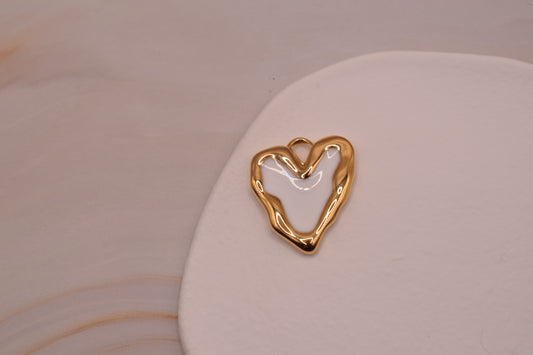 Gold & White Heart Large
