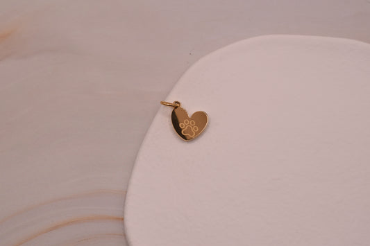 Gold Heart with Paw Print