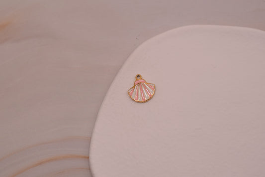 Pink & White Striped Shell Gold