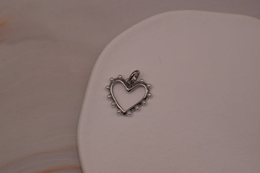 Silver Pearl Heart Charm