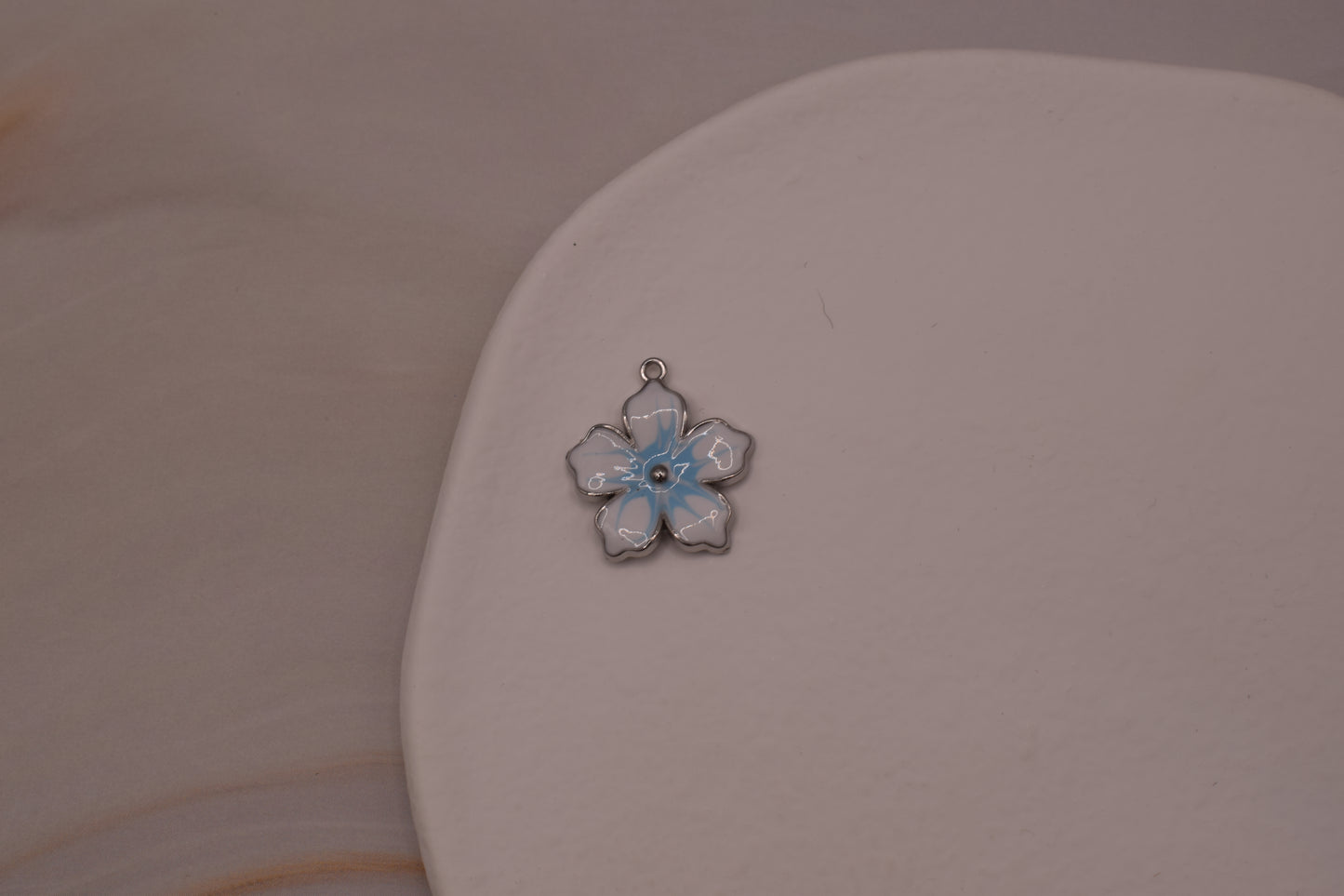 Silver Blue Daisy Charm