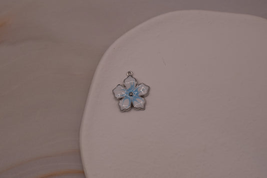 Silver Blue Daisy Charm