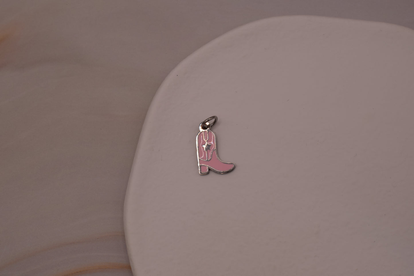 Silver Pink Cowboy Boot Charm