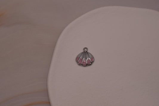 Silver Pink Shell Charm