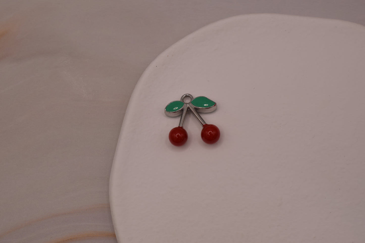 Silver Large Cherry Charm