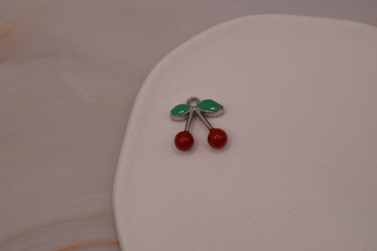 Silver Large Cherry Charm