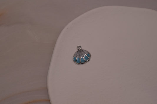 Silver Blue Shell Charm
