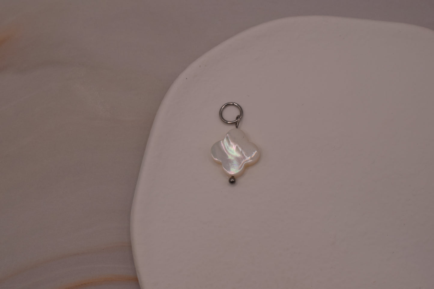 Silver White Clover Charm