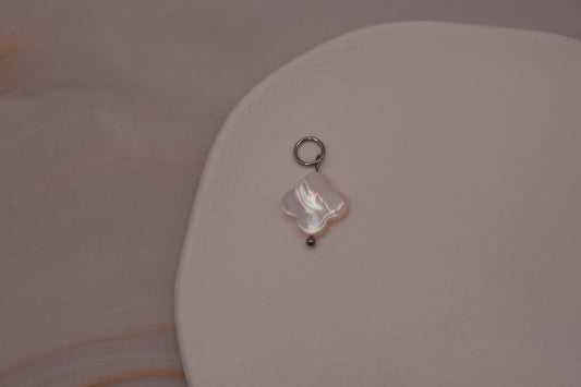 Silver White Clover Charm