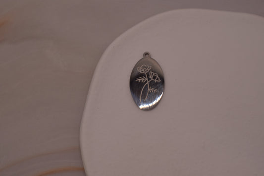 Silver Floral Engraved Charm