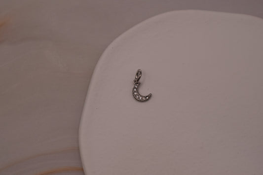 Silver Sparkle Moon Charm