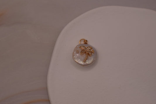 Gold Pearl Palm Tree Charm