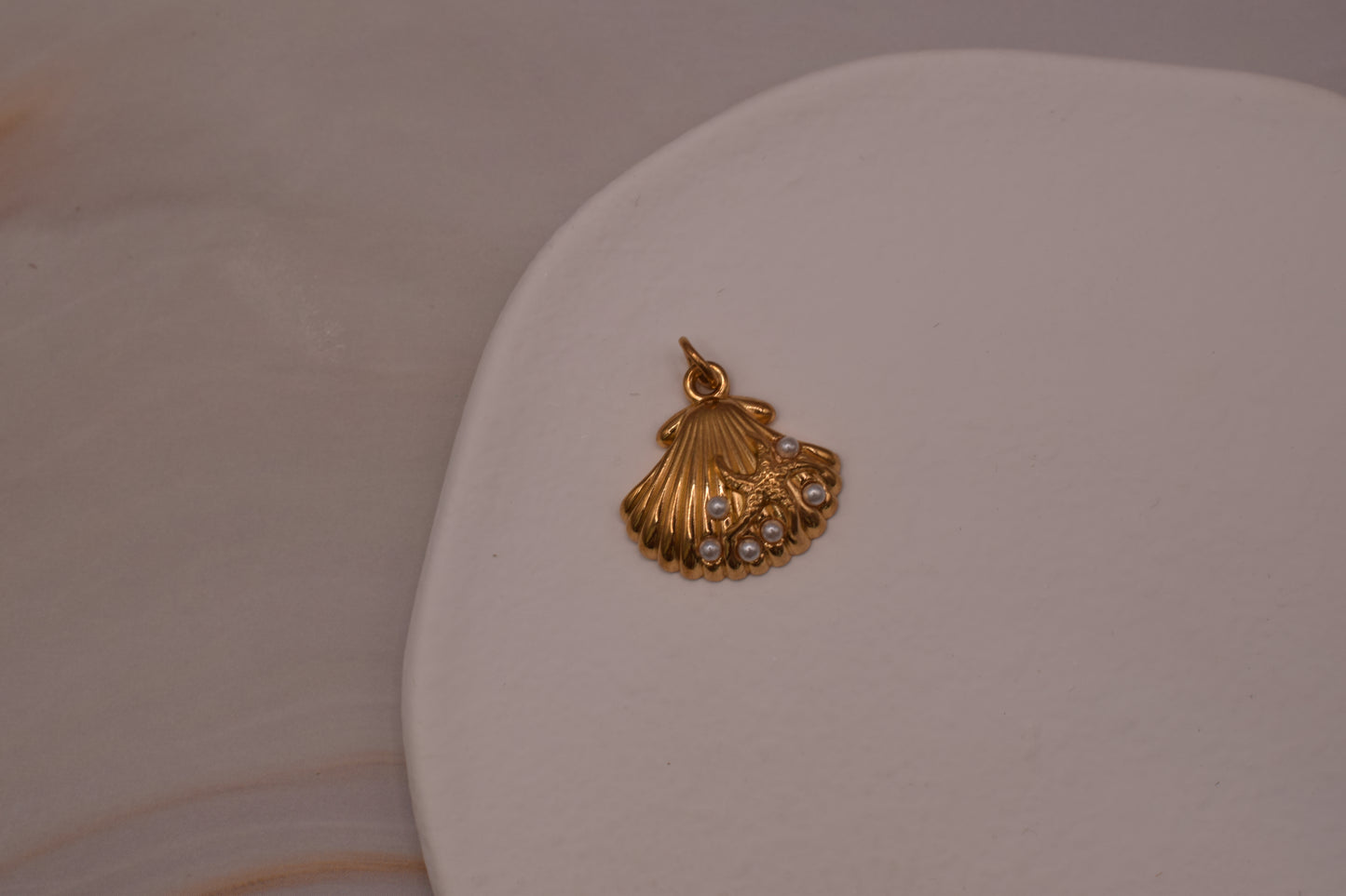Gold Pearl Shell Charm