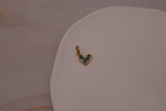 Gold Blue Heart Charm