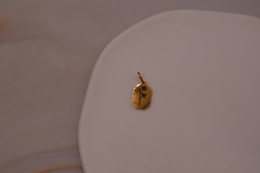 Gold Engraved Flower Charm