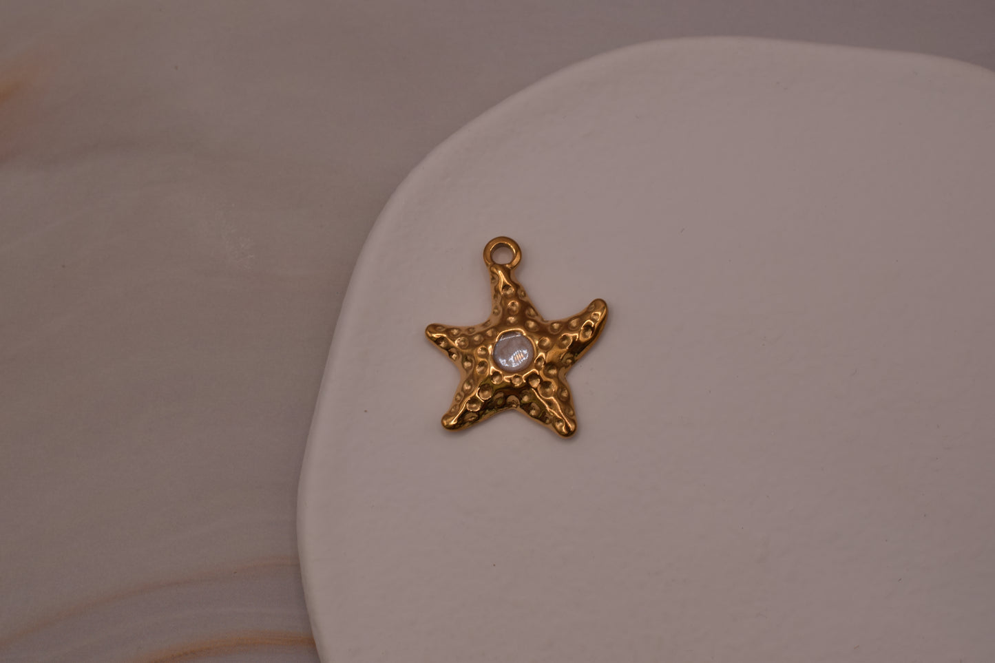 Gold Crystal Starfish Charm