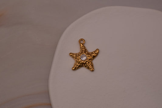 Gold Crystal Starfish Charm